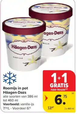 Carrefour Roomijs in pot Häagen-Dazs aanbieding