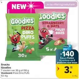 Carrefour Goodies pizza dino puffs aanbieding