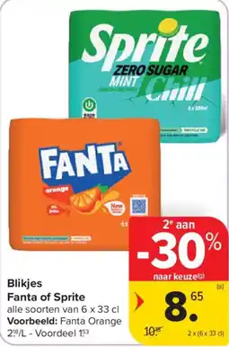 Carrefour Blikjes Fanta of Sprite aanbieding