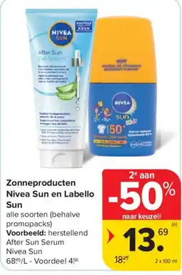 Carrefour Zonneproducten Nivea Sun en Labello Sun aanbieding