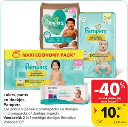 Carrefour Luiers, pants en doekjes Pampers aanbieding