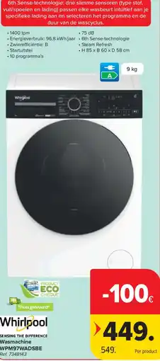 Carrefour Wasmachine Whirlpool aanbieding
