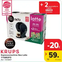 Carrefour Krups espressomachine neo latte aanbieding