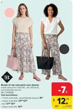 Carrefour Broek of rok met print voor dames aanbieding