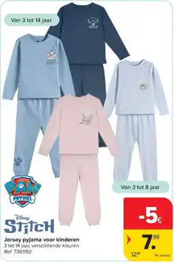 Carrefour Jersey pyjama voor kinderen aanbieding