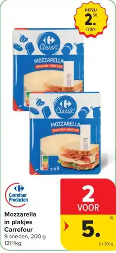 Carrefour Market Mozzarella in plakjes aanbieding