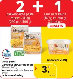 Carrefour Market Verse pasta Carrefour en Carrefour Bio aanbieding