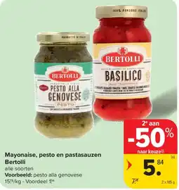 Carrefour Market Mayonaise, pesto en pastasauzen Bertolli aanbieding