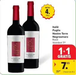 Carrefour Market Italië Puglia Nostre Terre Negroamaro Rood aanbieding