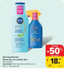 Carrefour Market Zonneproducten Nivea Sun en Labello Sun aanbieding