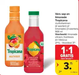Carrefour Market Vers sap en limonade Tropicana aanbieding