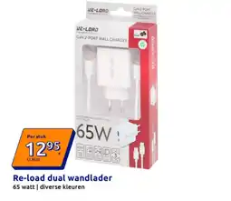 Action Re-load dual wandlader 65 watt aanbieding