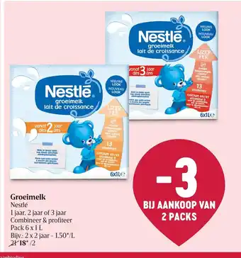 Delhaize Groeimelk Nestle pack 6 x 1 L aanbieding