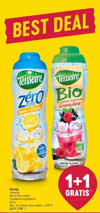 Delhaize Siroop Teisseire 60 cl aanbieding