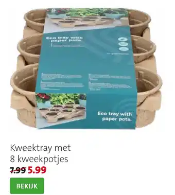 Kweektray met 8 kweekpotjes
