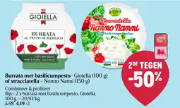 Delhaize Burrata met basilicumpesto - Gioiella aanbieding