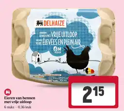 Delhaize Eieren van hennen met vrije uitloop aanbieding