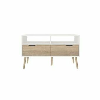 Leen Bakker TV-dressoir Delta 4-vaks - wit/bruin - 98,6x39x57,6 cm - Leen Bakker aanbieding
