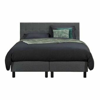 Leen Bakker Boxspring Narvik - antracietkleur - 160x200 cm - Leen Bakker aanbieding