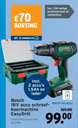 GAMMA Bosch 18v accu schroefboormachine easydrill aanbieding
