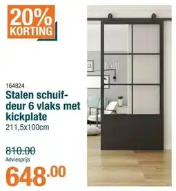 Cevo Stalen schuifdeur 6 vlaks met kickplate aanbieding