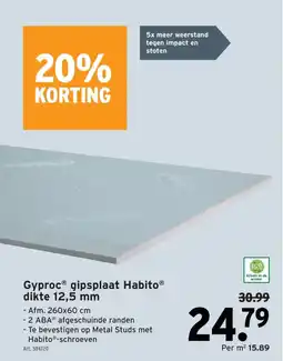 GAMMA Gyproc gipsplaat habito aanbieding
