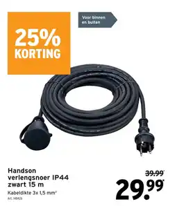GAMMA Handson verlengsnoer IP44 zwart aanbieding