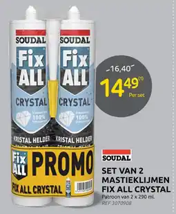Brico Set van 2 mastieklijmen fix all crystal aanbieding