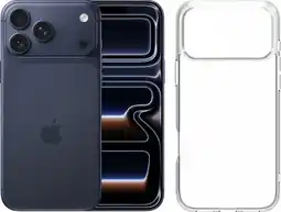 Coolblue Apple iPhone 17 Pro Max 2 To Bleu + BlueBuilt Protective Back Cover Transparent aanbieding