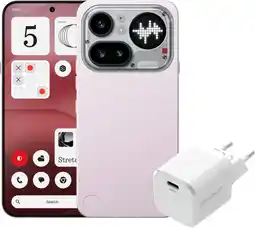 Coolblue Nothing Phone (4a) Pro 256Go Rose 5G + BlueBuilt Chargeur avec Port USB-C 45W Blanc aanbieding