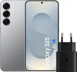 Coolblue Samsung Galaxy S25 128GB Zilver 5G + Samsung Oplader 25 Watt Zwart aanbieding