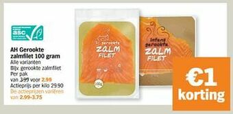 Albert Heijn Gerookte zalmfilet aanbieding