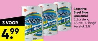 Sensitive steel blue keukenrol