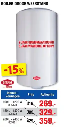 Hubo Boiler droge weerstand aanbieding