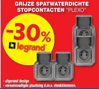Hubo grijze spatwaterdichte stopcontacten plexo aanbieding