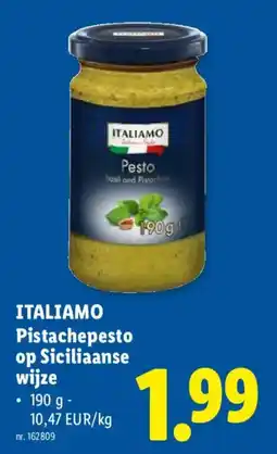 Lidl Italiampo pistachepesto op siciliaanse wijze aanbieding