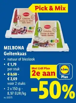 Lidl Milbona geitenkaas aanbieding