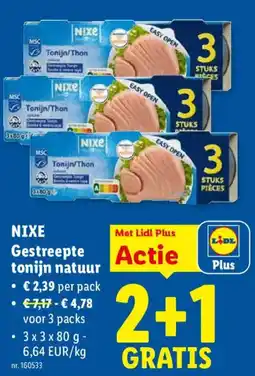 Lidl Gestreepte tonijn natuur aanbieding