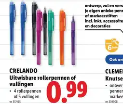 Lidl Uitwisbare rollerpennen of vullingen aanbieding
