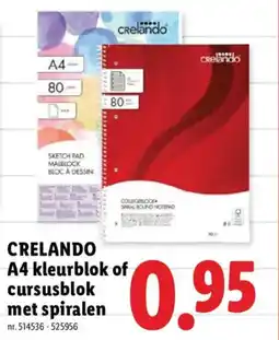 Lidl Crelando A4 kleurblok of cursusblok met spiralen aanbieding