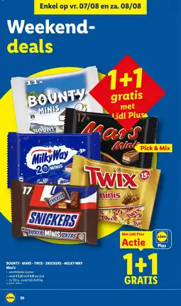 Lidl Bounty - Mars - Twix - Snickers - Milky Way Minis aanbieding