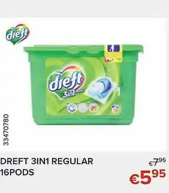 Euroshop Dreft 3in1 Regular 16pods aanbieding