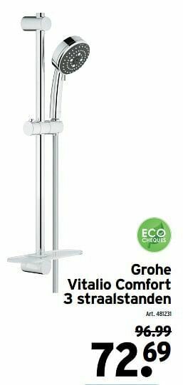 GAMMA Grohe vitalio comfort 3 straalstanden aanbieding