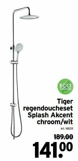 GAMMA Tiger regendoucheset splash akcent chroom-wit aanbieding