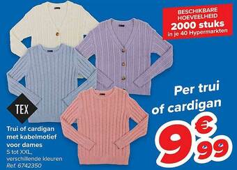 Carrefour Trui Of Cardigan Met Kabelmotief Voor Dames aanbieding