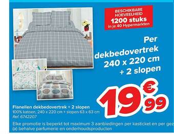 Carrefour Flanellen Dekbedovertrek, 2 Slopen aanbieding