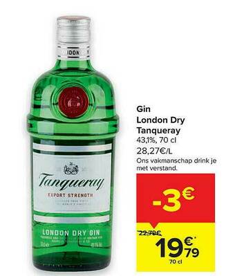 Carrefour Gin London Dry Tanqueray aanbieding