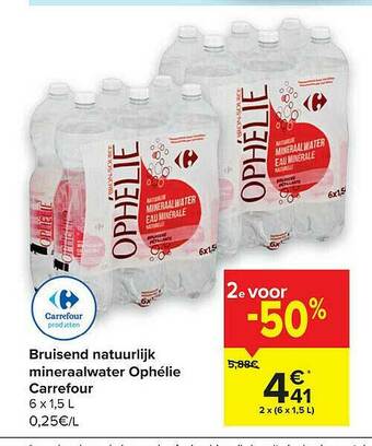 Carrefour Bruisend Natuurlijk Mineraalwater Ophélie aanbieding