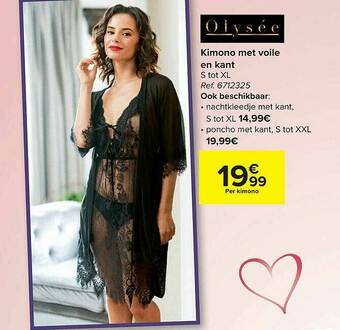 Carrefour Kimono Met Voile En Kant aanbieding