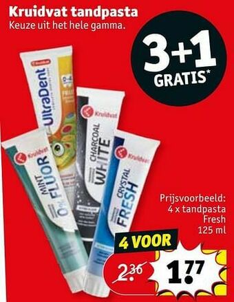 Kruidvat Tandpasta fresh aanbieding